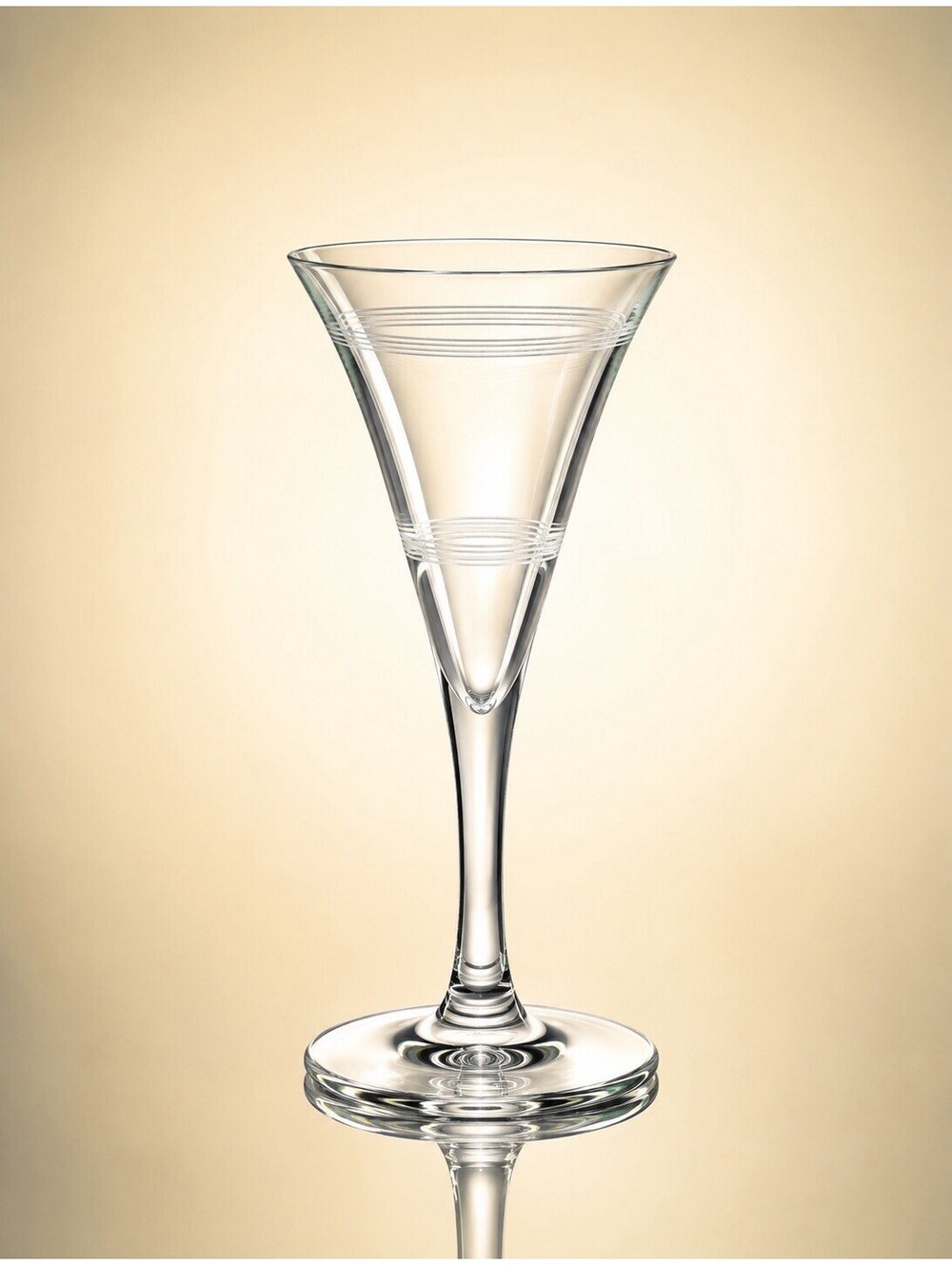 Vintage 1920s Cordial Sherry Glass Etched Bands Crystal, 2.5x4.5"